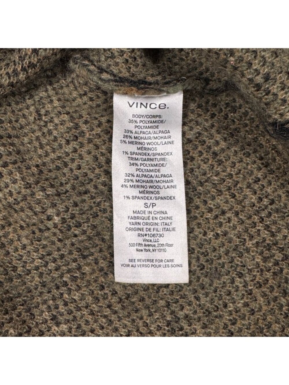 Vince Alpaca Blend Leaf Jacquard Sweater Sz S Oversized Boho - Picture 11 of 12